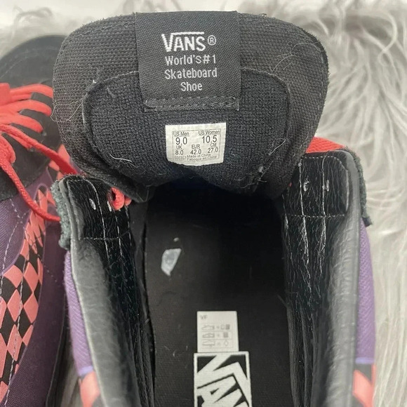 Vans Sk8 Hi Reissue Checkerboard Warp Black Paprika Pink Purple Shoes Women 10.5 - Picture 8 of 10